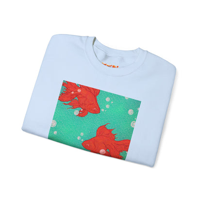 Colorful Fish Graphic Crewneck Sweatshirt, Cozy Unisex Sweater, Fun Graphic Top, Ideal Gift for Fish Lovers, Casual Everyday Wear, Comfy Goldfish Crewneck