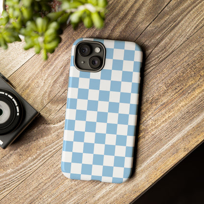 Blue Checkered Phone Case, Tough Phone Cover, Stylish Mobile Protector, Unique Gift for Him/Her, Trendy Accessories for Holidays