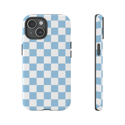 Blue Checkered Phone Case, Tough Phone Cover, Stylish Mobile Protector, Unique Gift for Him/Her, Trendy Accessories for Holidays