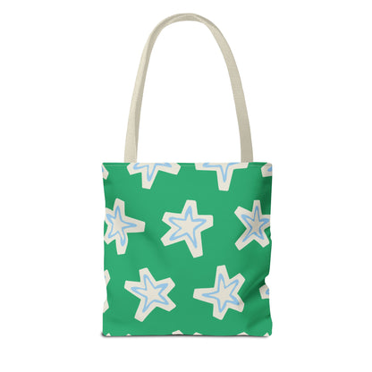 Starry Green AOP Tote Bag | Stylish Grocery Tote, Eco-Friendly Bag, Beach Bag, Weekend Getaway, Custom Design