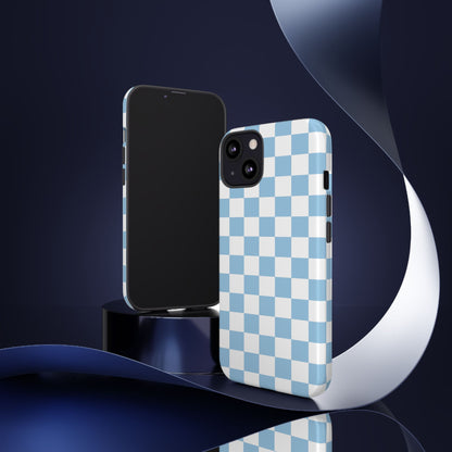 Blue Checkered Phone Case, Tough Phone Cover, Stylish Mobile Protector, Unique Gift for Him/Her, Trendy Accessories for Holidays