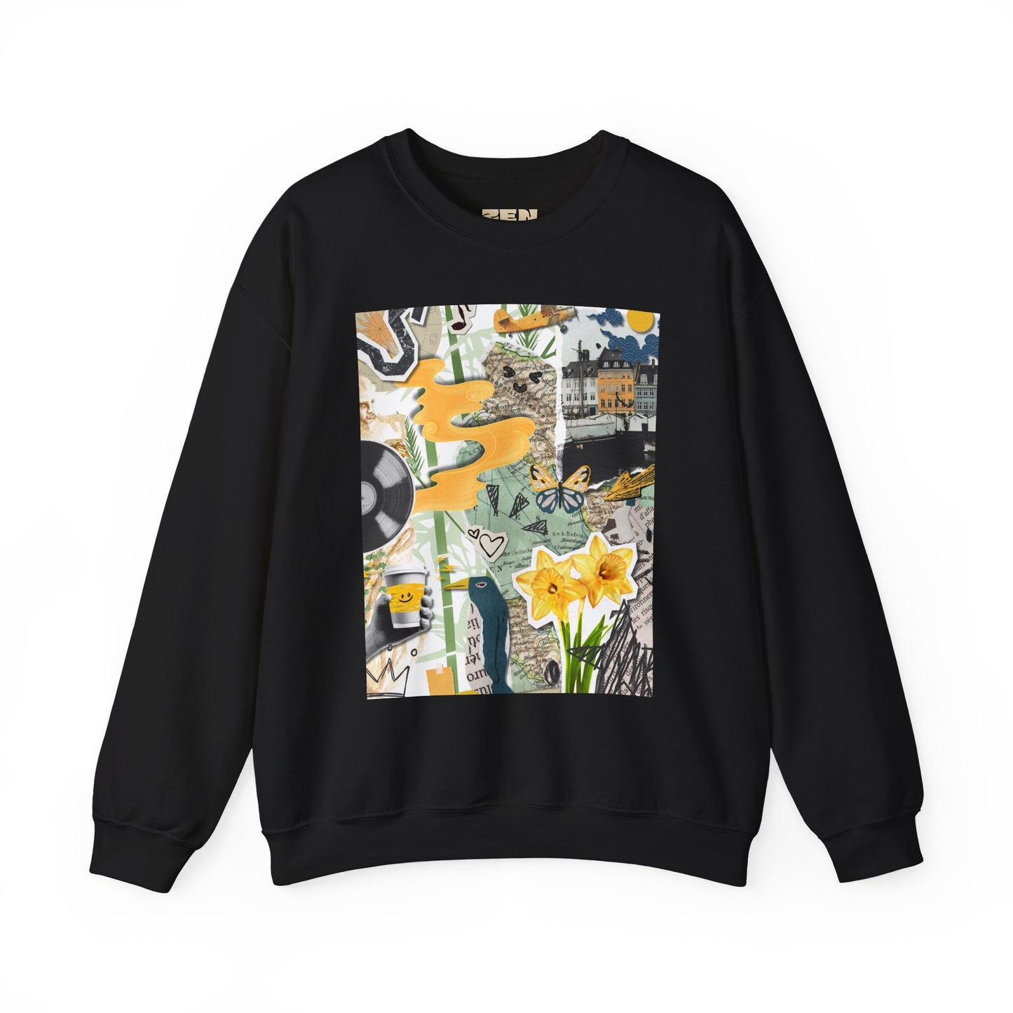 Vibrant Art Sweatshirt for Creatives, Cozy Fall Layering, Gift for Artists, Unique Graphic Pullovers, Casual Everyday Wear, Abstract, Vintage, Collage, Crewneck, Cool Hoodies