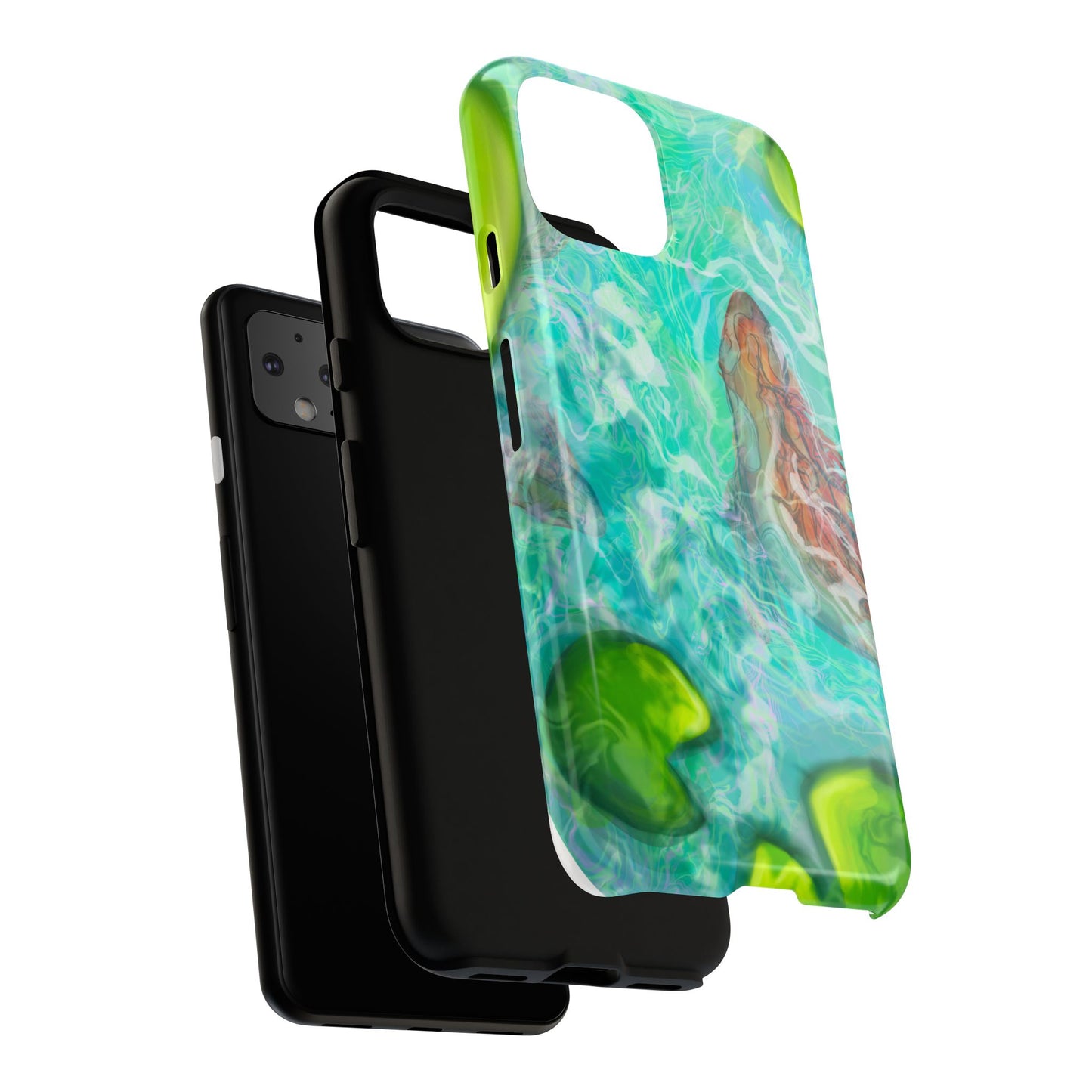 Watercolor Phone Case, Nature Lover Gift, Tough Phone Cover, Phone Accessory, Unique Design for Spring/Summer, Lily Pad, Fish Pond