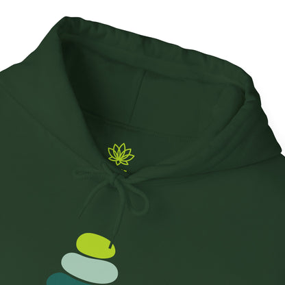 Serene Stacked Stones Hoodie, Unisex Sweatshirt for Mindfulness, Cozy Layer for Relaxation, Gift for Yoga Lovers, Perfect for Meditation