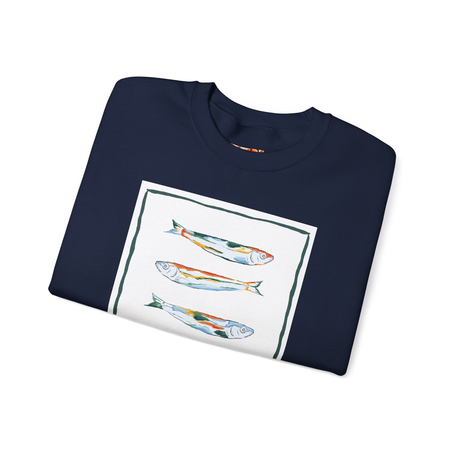 Row of Funky Fish Design Crewneck Sweatshirt - Cozy Unisex Apparel, Perfect for Fishing Lovers, Gift for Nature Enthusiasts, Casual Wear, Artsy Crewnecks, Quirky Fish, Fun Art, Comfy Sweatshirts