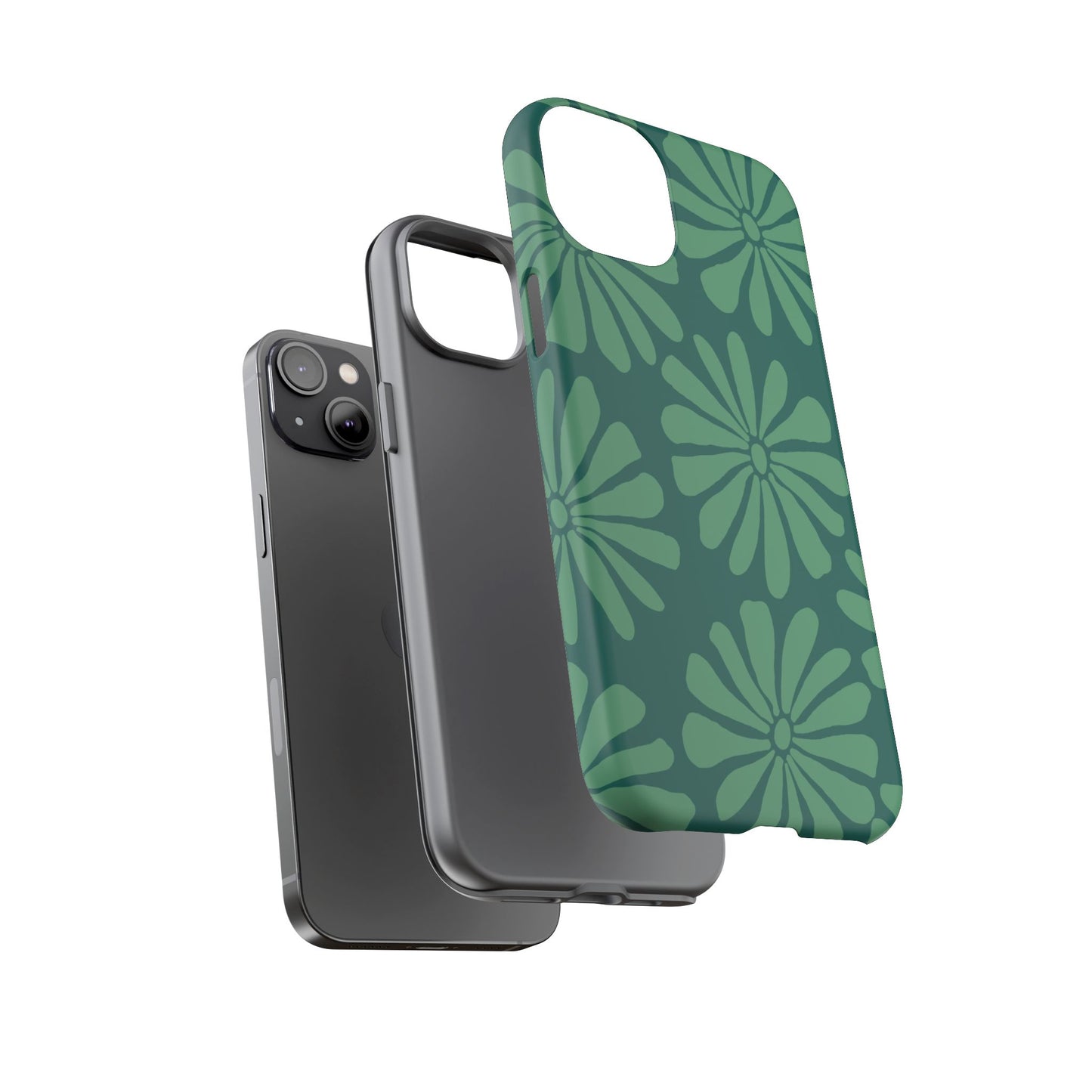Stylish iPhone Case, Floral Phone Cover, Tough Phone Cases, Green Daisy Design, Unique Gift for Her, Spring Accessories