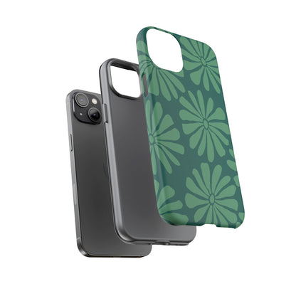 Stylish iPhone Case, Floral Phone Cover, Tough Phone Cases, Green Daisy Design, Unique Gift for Her, Spring Accessories