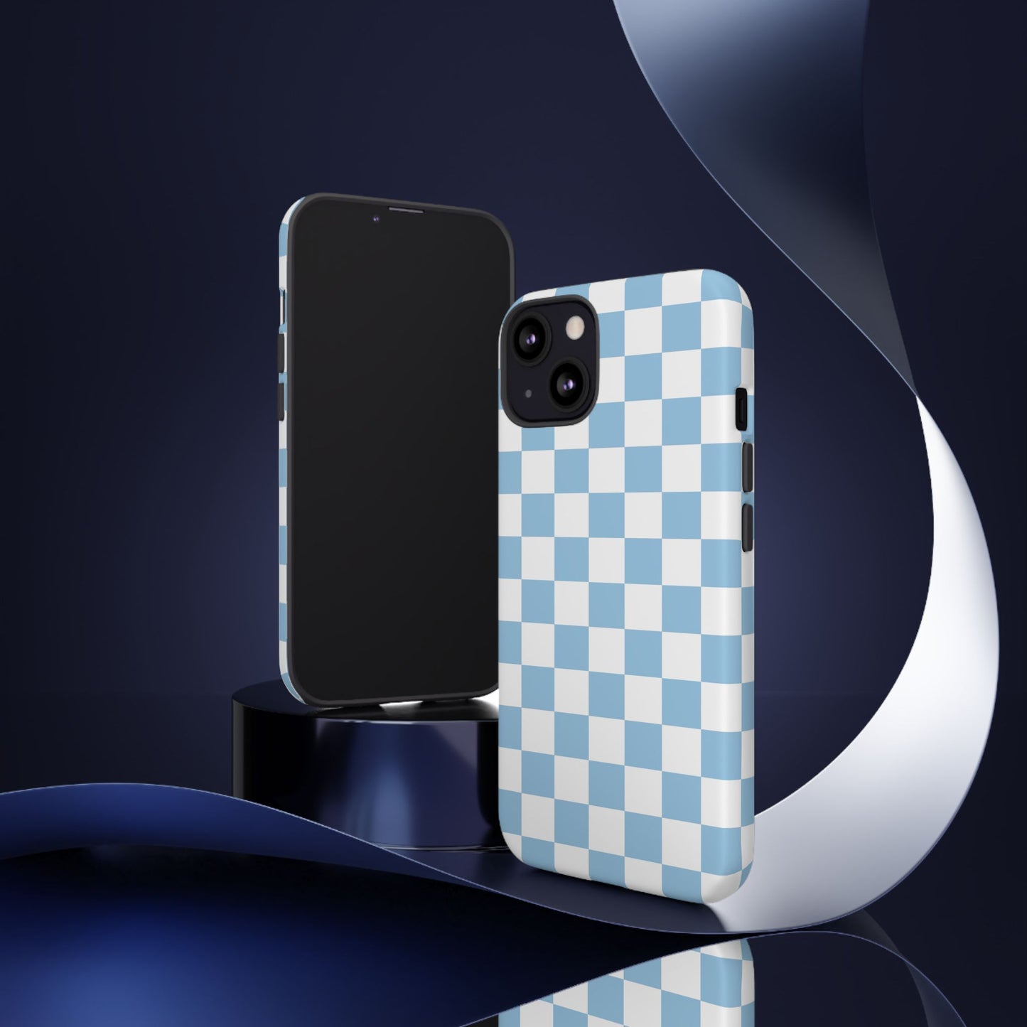 Blue Checkered Phone Case, Tough Phone Cover, Stylish Mobile Protector, Unique Gift for Him/Her, Trendy Accessories for Holidays