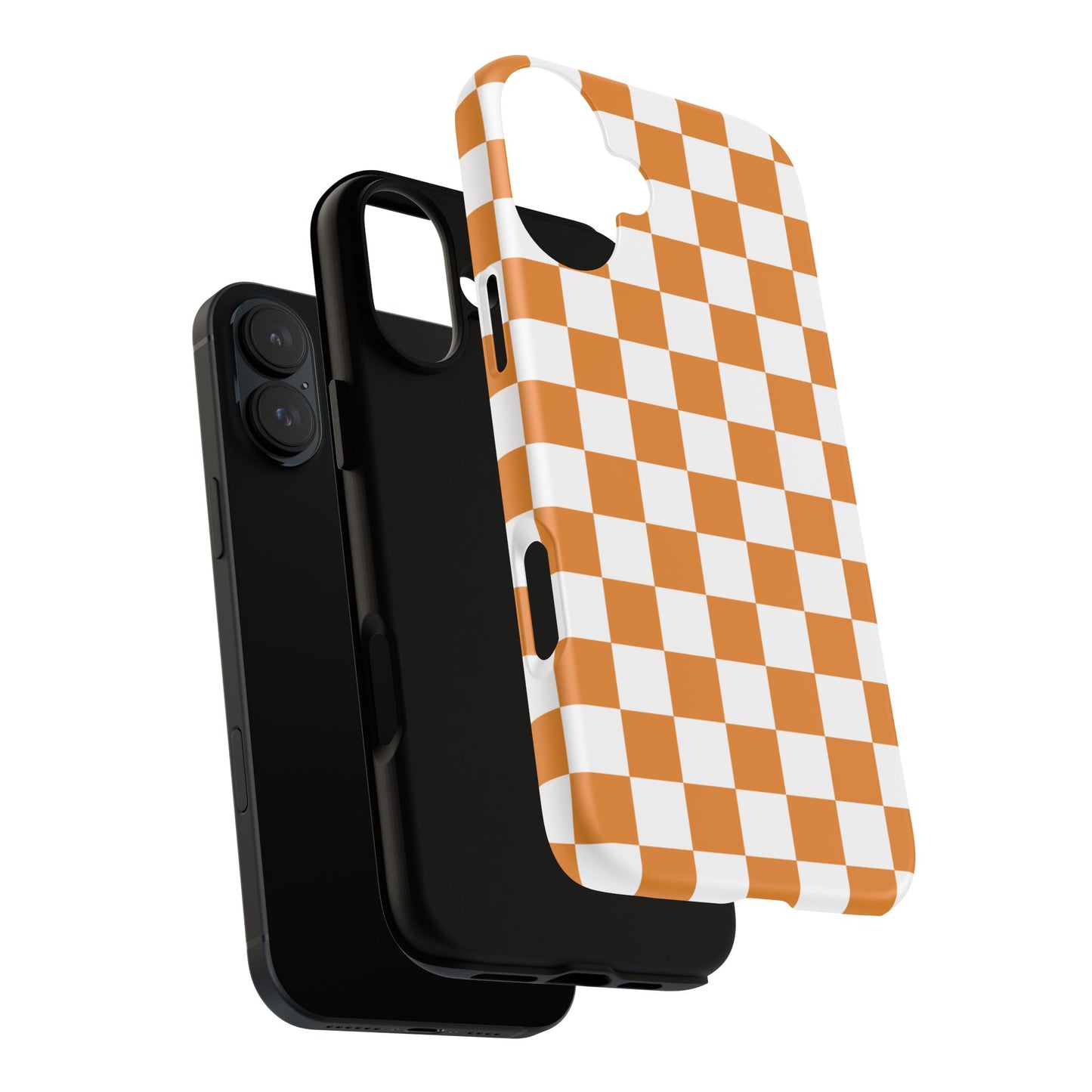 Orange Checkerboard Phone Case, Stylish Tough Cases for Protection, Gift for Friends, Trendy Cell Phone Accessories, Statement Tech Gear