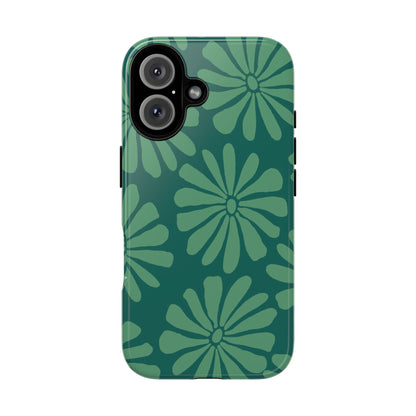 Stylish iPhone Case, Floral Phone Cover, Tough Phone Cases, Green Daisy Design, Unique Gift for Her, Spring Accessories