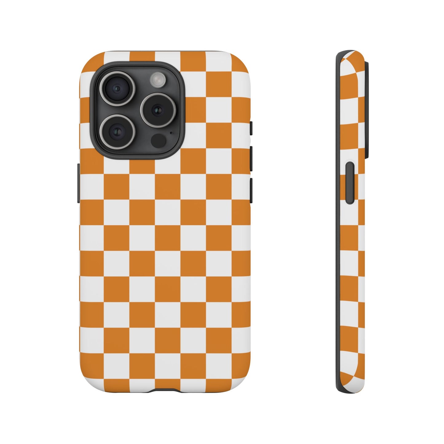 Orange Checkerboard Phone Case, Stylish Tough Cases for Protection, Gift for Friends, Trendy Cell Phone Accessories, Statement Tech Gear