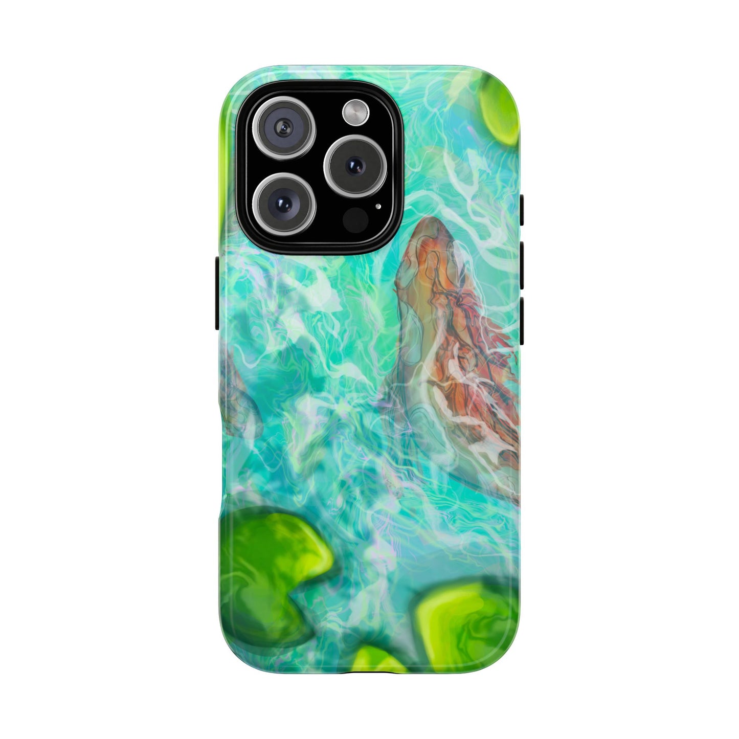 Watercolor Phone Case, Nature Lover Gift, Tough Phone Cover, Phone Accessory, Unique Design for Spring/Summer, Lily Pad, Fish Pond