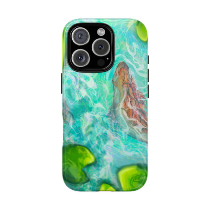 Watercolor Phone Case, Nature Lover Gift, Tough Phone Cover, Phone Accessory, Unique Design for Spring/Summer, Lily Pad, Fish Pond