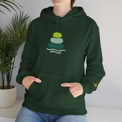 Serene Stacked Stones Hoodie, Unisex Sweatshirt for Mindfulness, Cozy Layer for Relaxation, Gift for Yoga Lovers, Perfect for Meditation