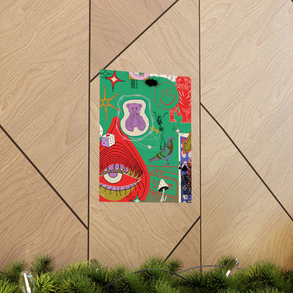 Vibrant Matte Vertical Posters, Retro Wall Art, Playful Home Decor, Unique Gift for Art Lovers, Perfect for Parties and Celebrations