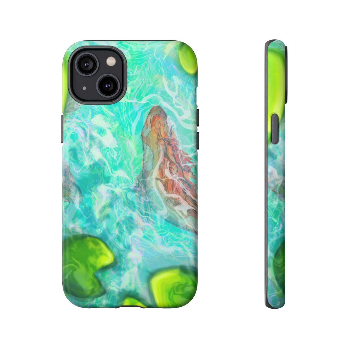 Watercolor Phone Case, Nature Lover Gift, Tough Phone Cover, Phone Accessory, Unique Design for Spring/Summer, Lily Pad, Fish Pond