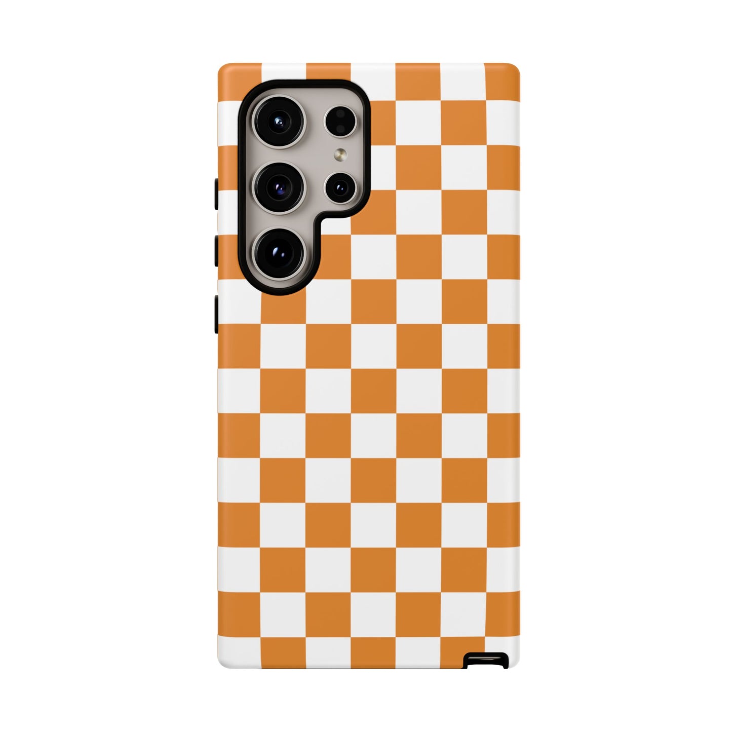 Orange Checkerboard Phone Case, Stylish Tough Cases for Protection, Gift for Friends, Trendy Cell Phone Accessories, Statement Tech Gear
