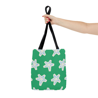 Starry Green AOP Tote Bag | Stylish Grocery Tote, Eco-Friendly Bag, Beach Bag, Weekend Getaway, Custom Design