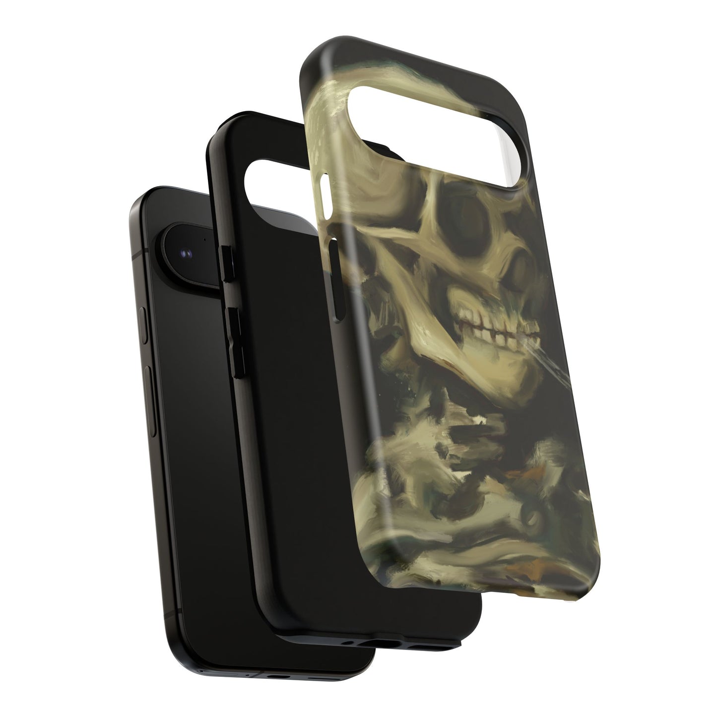 Skull Phone Case - Tough Cases, Macabre Style, Unique Accessories, Perfect for Halloween, Gothic Decor, Edgy Gift Idea | Van Gogh Reimagined, Abstract Twist on  Van Gogh's Skeleton with Burning Cigarette