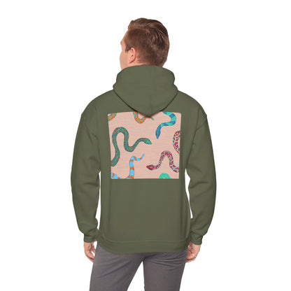 Vibrant Unisex Hoodie with Zen Frog and Snake Design, Cool Gift for Nature Lovers, Casual Wear for All Occasions, Gift for Her, Cool Hoodies