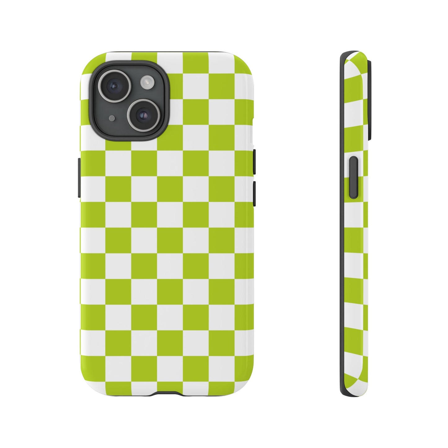 Lively Checker Pattern Phone Case | Tough Cases, Green Checkered Design, Unique Cell Phone Cover, Trendy Accessory, Gift Idea