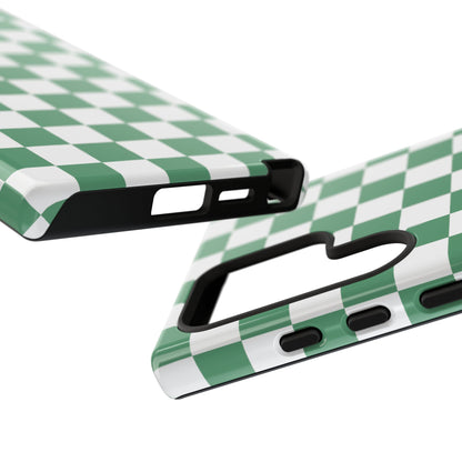 Stylish Phone Case - Green Checker Print, Trendy Phone Cover, Unique Gift, Modern Accessories, Eco-Friendly Case