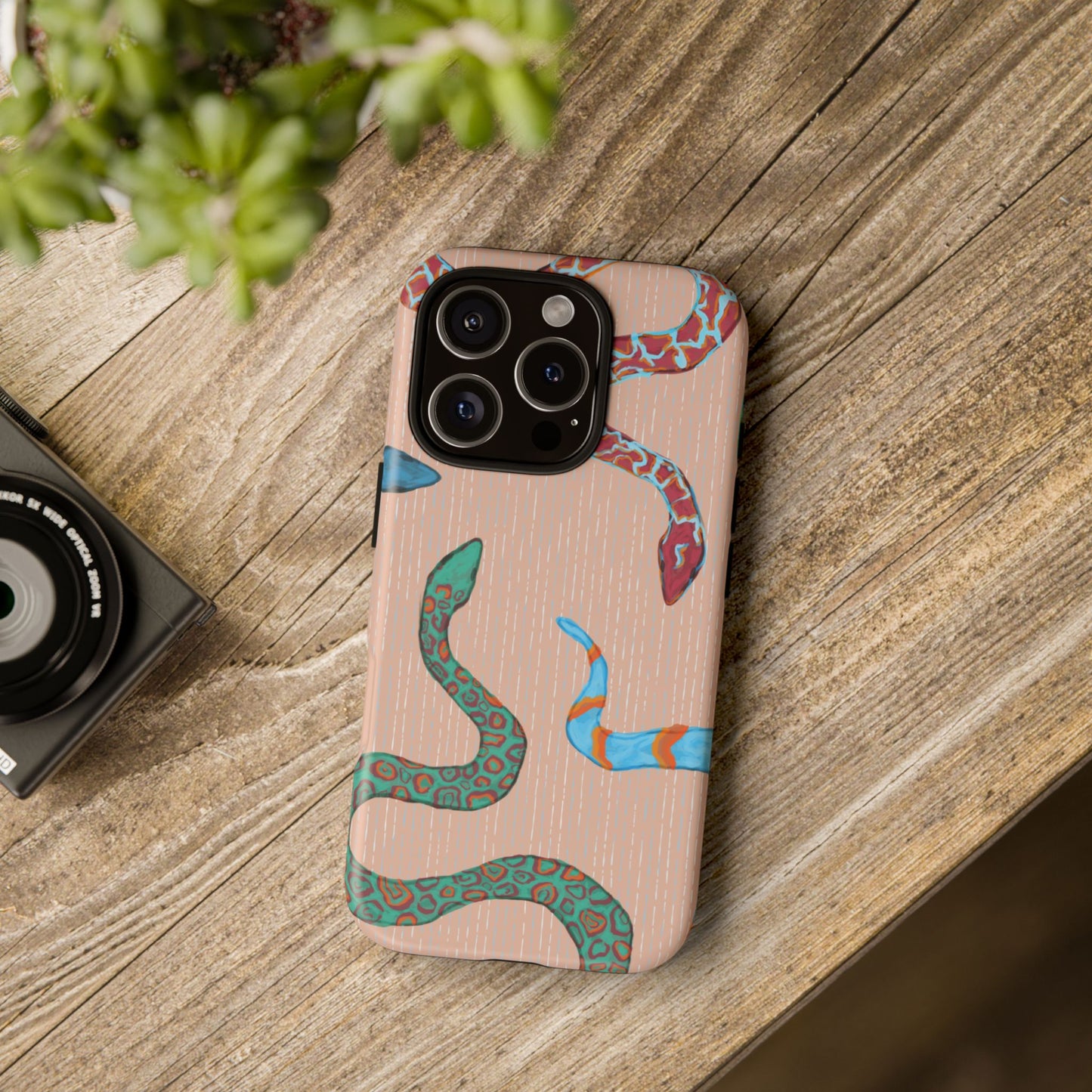 Colorful Snake Phone Case, Tough Phone Case, Unique Phone Cover, Animal Print Case, Gifts for Her, Trendy Accessories