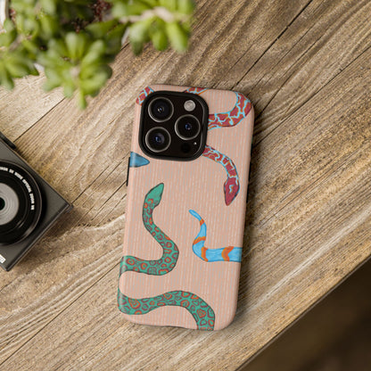 Colorful Snake Phone Case, Tough Phone Case, Unique Phone Cover, Animal Print Case, Gifts for Her, Trendy Accessories