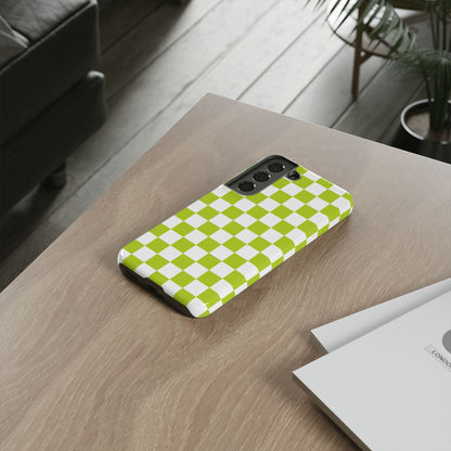 Lively Checker Pattern Phone Case | Tough Cases, Green Checkered Design, Unique Cell Phone Cover, Trendy Accessory, Gift Idea