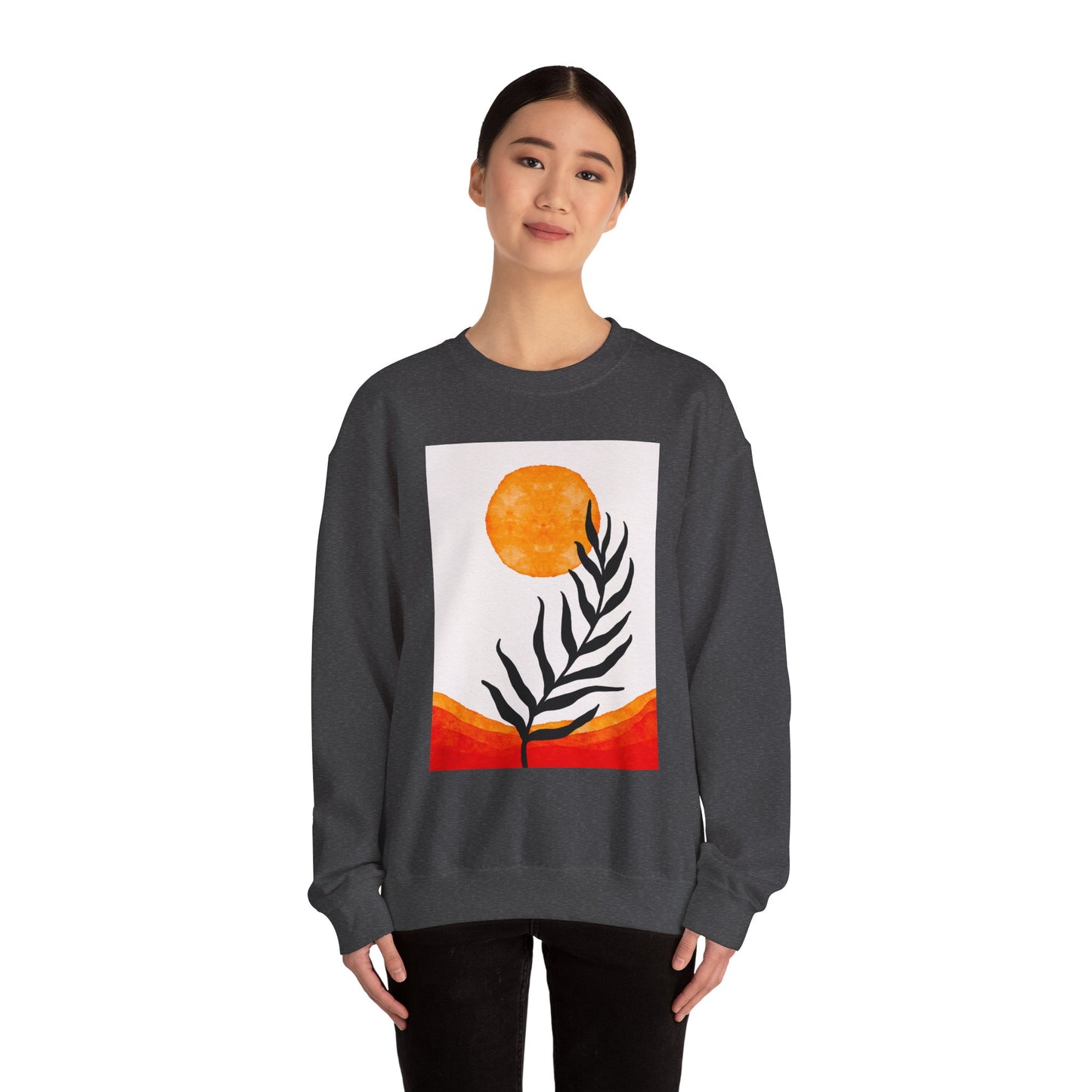 Bohemian Sun & Leaf Crewneck Sweatshirt, Cozy Unisex Sweatshirt, Nature-Inspired Apparel, Fall Fashion, Gift for Nature Lovers