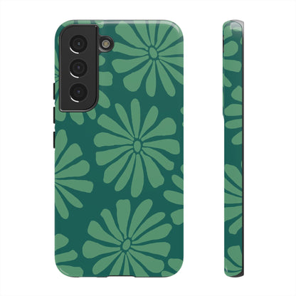 Stylish iPhone Case, Floral Phone Cover, Tough Phone Cases, Green Daisy Design, Unique Gift for Her, Spring Accessories