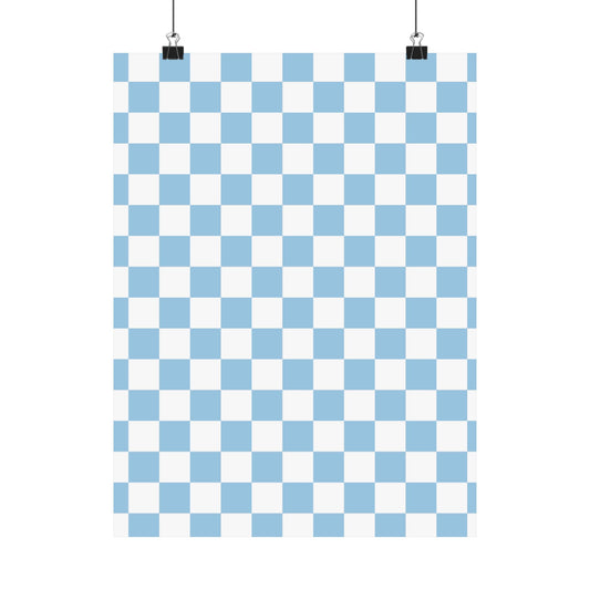 Blue Checkered Matte Vertical Posters, Vintage Home Decor, Wall Art, Aesthetic Room Decoration, Gift for Friends, Nursery Art