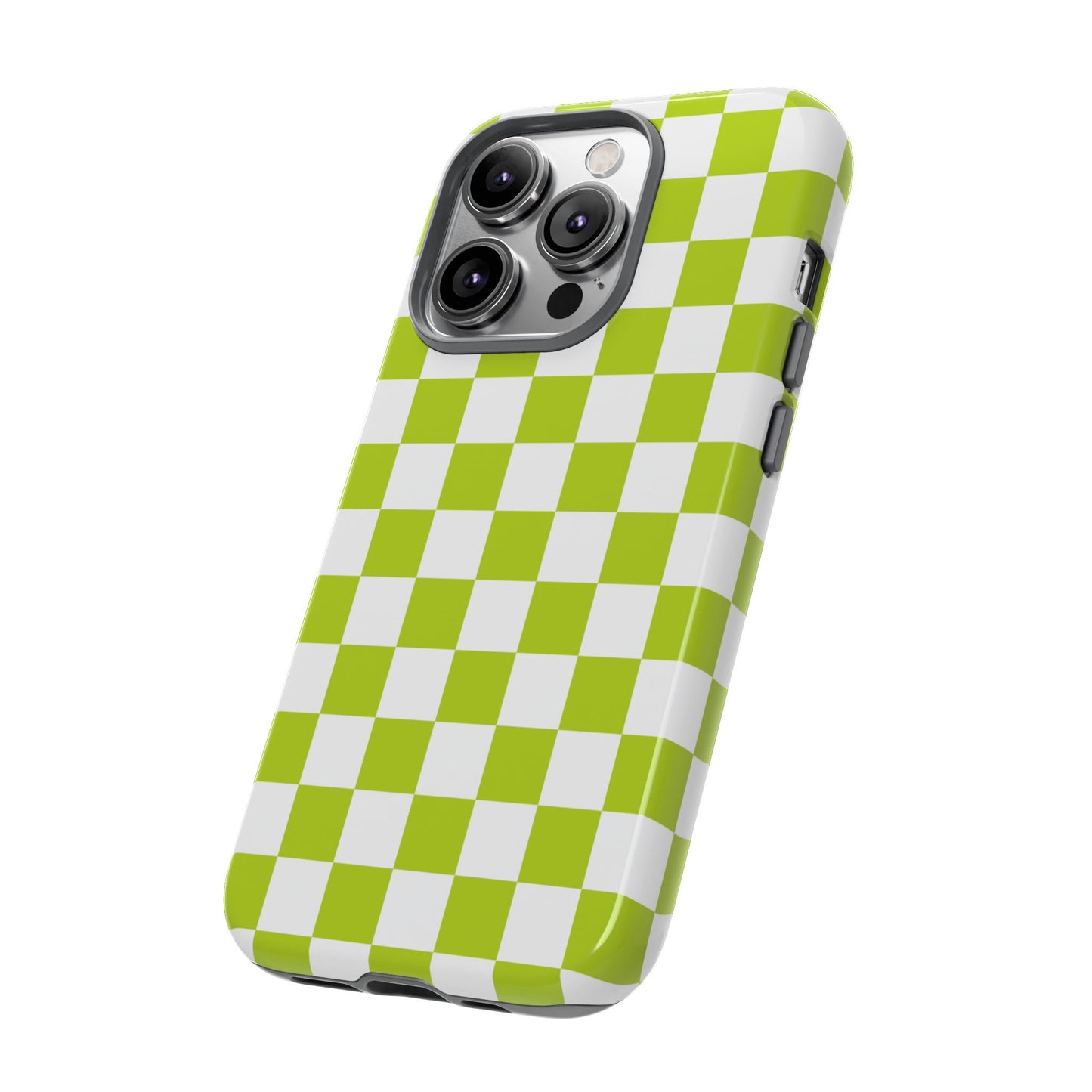 Lively Checker Pattern Phone Case | Tough Cases, Green Checkered Design, Unique Cell Phone Cover, Trendy Accessory, Gift Idea
