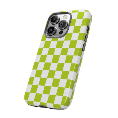 Lively Checker Pattern Phone Case | Tough Cases, Green Checkered Design, Unique Cell Phone Cover, Trendy Accessory, Gift Idea