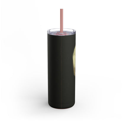 Gothic Skull Tumbler, 20oz | Unique Matte Travel Cup | Halloween Decor | Day of the Dead | Edgy Gifts for Skull Lovers, Reusable Drinkware | Van Gogh's Skeleton with Burning Cigarette Reimagined, Abstract Modern Twist Art