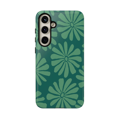 Stylish iPhone Case, Floral Phone Cover, Tough Phone Cases, Green Daisy Design, Unique Gift for Her, Spring Accessories