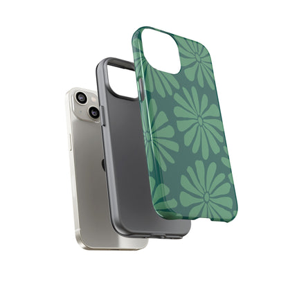 Stylish iPhone Case, Floral Phone Cover, Tough Phone Cases, Green Daisy Design, Unique Gift for Her, Spring Accessories