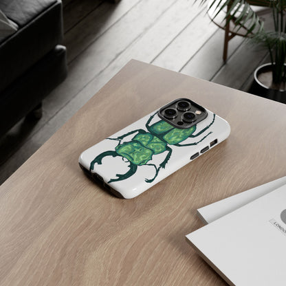 Green Beetle Phone Case - Tough Cases, Insect Lover Gift, Nature Lover Accessory, Unique Phone Cover, Eco-Friendly Design