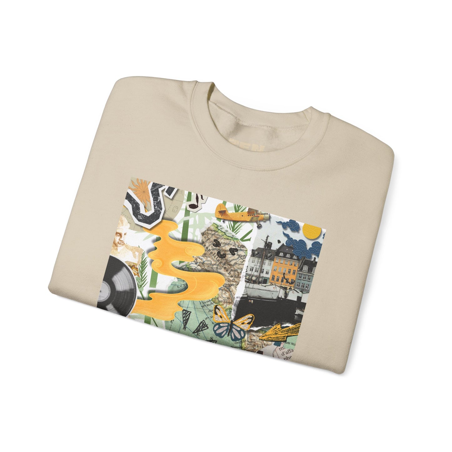 Vibrant Art Sweatshirt for Creatives, Cozy Fall Layering, Gift for Artists, Unique Graphic Pullovers, Casual Everyday Wear, Abstract, Vintage, Collage, Crewneck, Cool Hoodies