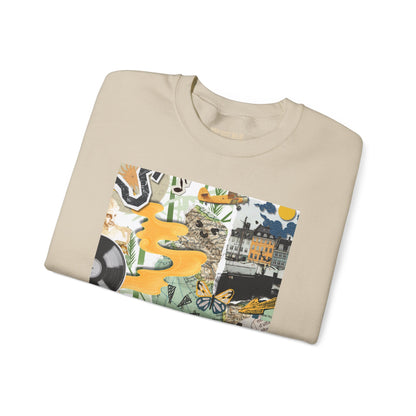 Vibrant Art Sweatshirt for Creatives, Cozy Fall Layering, Gift for Artists, Unique Graphic Pullovers, Casual Everyday Wear, Abstract, Vintage, Collage, Crewneck, Cool Hoodies
