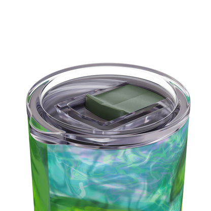 Skinny Tumbler with Abstract Water Design, Eco-Friendly Drinkware, Cool Gift for Her, Summer Vibes, Home & Office Decor, Lily Pads, Fish Pond