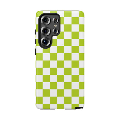 Lively Checker Pattern Phone Case | Tough Cases, Green Checkered Design, Unique Cell Phone Cover, Trendy Accessory, Gift Idea