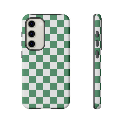 Stylish Phone Case - Green Checker Print, Trendy Phone Cover, Unique Gift, Modern Accessories, Eco-Friendly Case