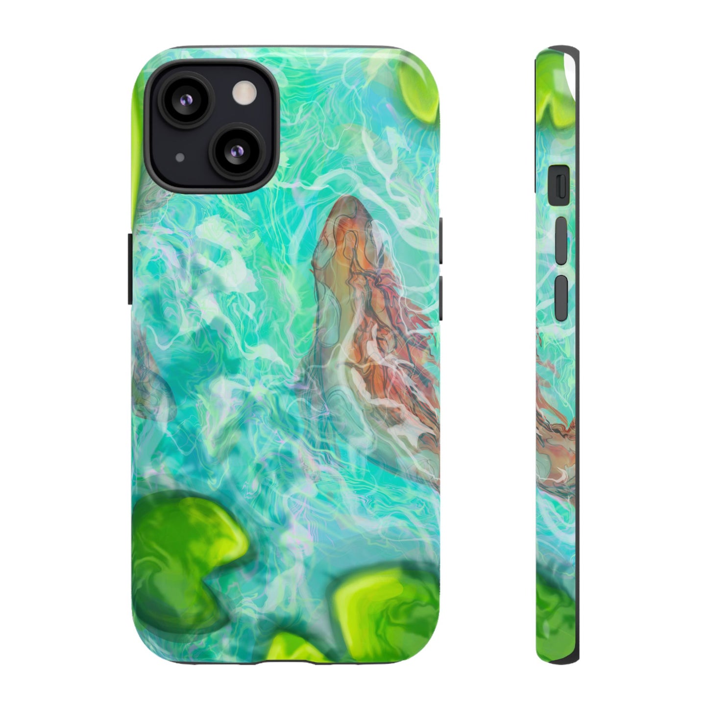 Watercolor Phone Case, Nature Lover Gift, Tough Phone Cover, Phone Accessory, Unique Design for Spring/Summer, Lily Pad, Fish Pond