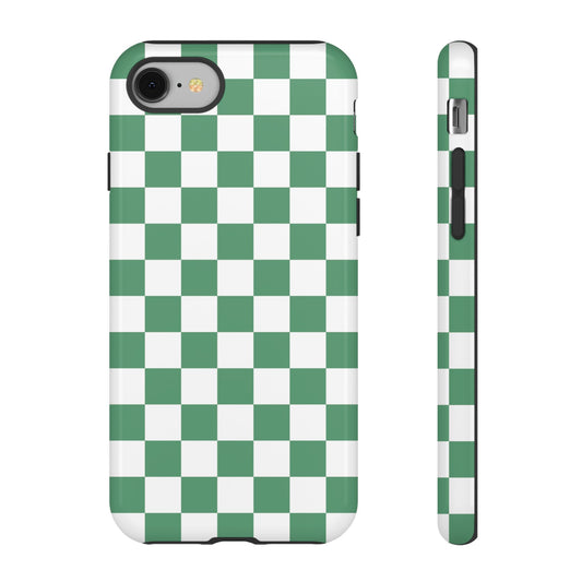 Stylish Phone Case - Green Checker Print, Trendy Phone Cover, Unique Gift, Modern Accessories, Eco-Friendly Case
