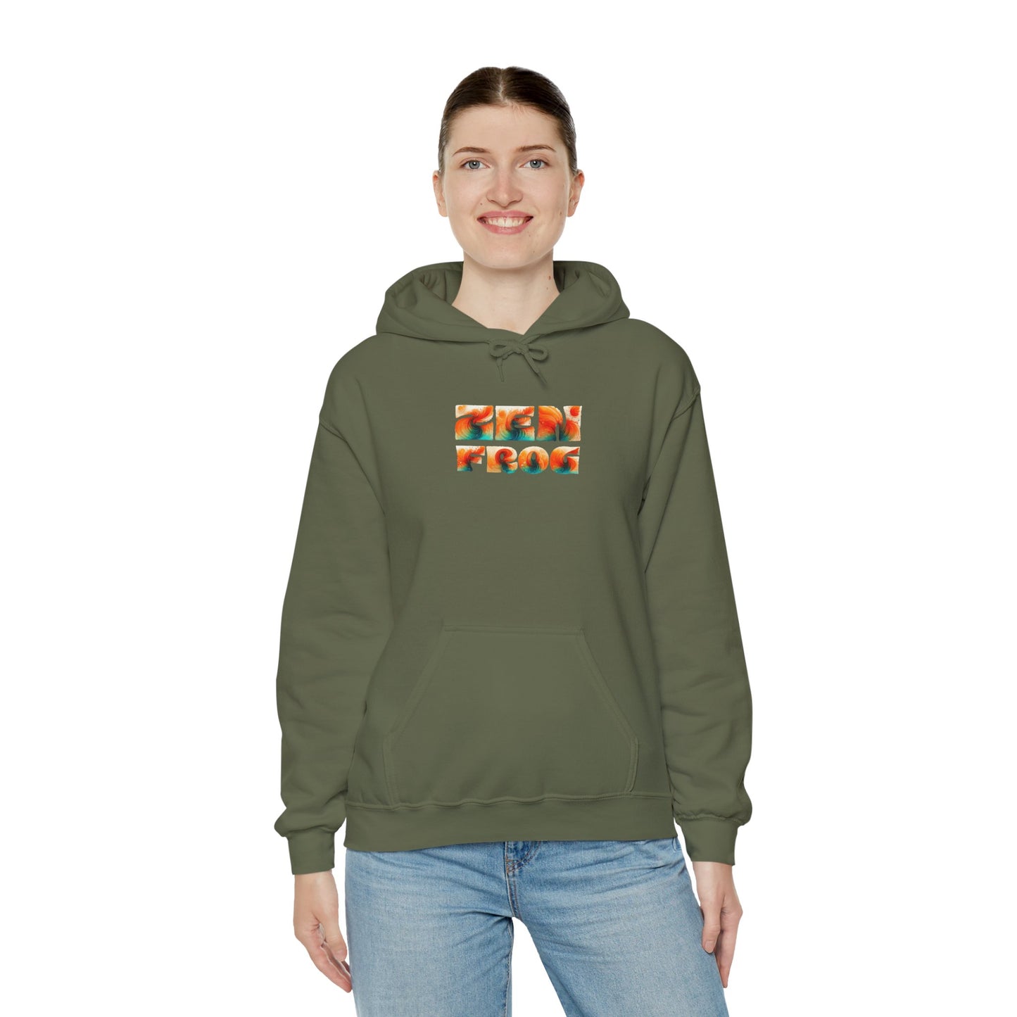 Vibrant Unisex Hoodie with Zen Frog and Snake Design, Cool Gift for Nature Lovers, Casual Wear for All Occasions, Gift for Her, Cool Hoodies