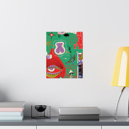 Vibrant Matte Vertical Posters, Retro Wall Art, Playful Home Decor, Unique Gift for Art Lovers, Perfect for Parties and Celebrations