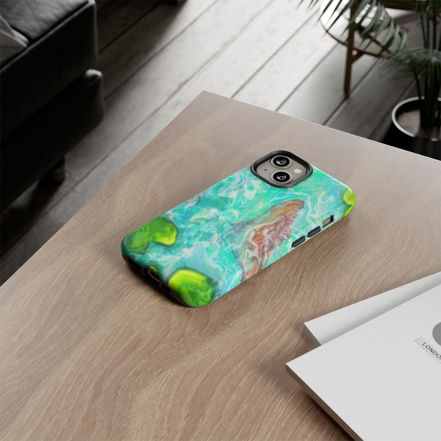 Watercolor Phone Case, Nature Lover Gift, Tough Phone Cover, Phone Accessory, Unique Design for Spring/Summer, Lily Pad, Fish Pond