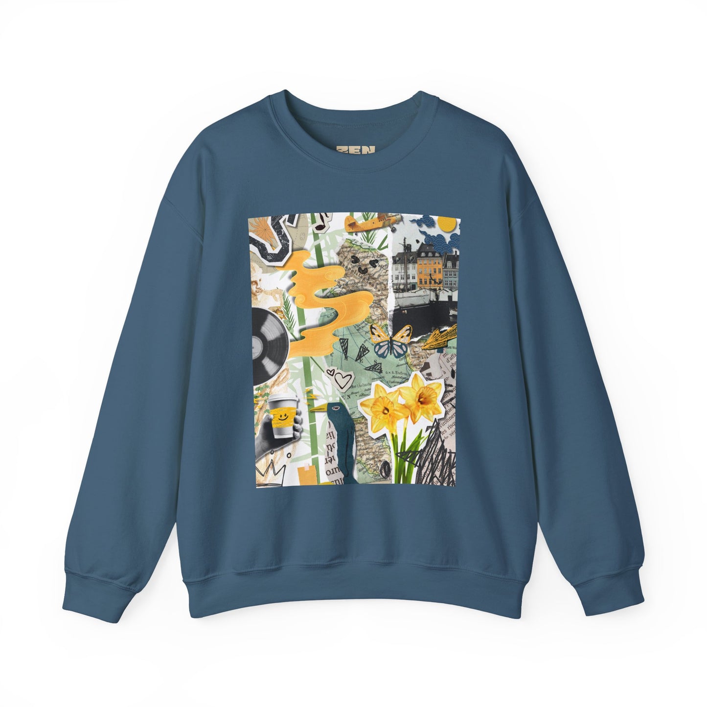 Vibrant Art Sweatshirt for Creatives, Cozy Fall Layering, Gift for Artists, Unique Graphic Pullovers, Casual Everyday Wear, Abstract, Vintage, Collage, Crewneck, Cool Hoodies
