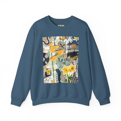Vibrant Art Sweatshirt for Creatives, Cozy Fall Layering, Gift for Artists, Unique Graphic Pullovers, Casual Everyday Wear, Abstract, Vintage, Collage, Crewneck, Cool Hoodies